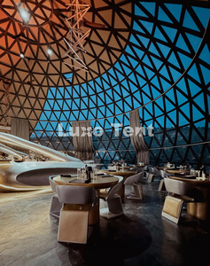 Nhà tiền chế 12M 18M 20m Kết nối trắc địa bằng gỗ kính mái vòm nhà cho glamping nghỉ nhà hàng và khách sạn sống - Product Image 3