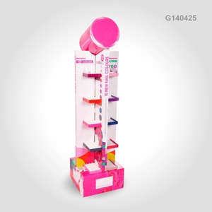 Soporte de exhibición de piso POS de maquillaje llamativo diseño personalizado cosmético de 4 lados para cuidado de la piel y esmalte de uñas - Product Image 1