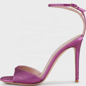 Sandales à talons hauts fins et ouverts avec strass, confortables et légères, à bride cheville, pour femme, bleues, taille 43 - Product Image 3