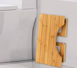 เก้าอี้กระโถนน้ำไม้ไผ่กันน้ำพับได้สำหรับใช้ในห้องน้ำปรับได้พร้อมที่วางเท้ากันลื่น - Product Image 6