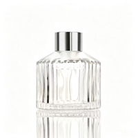 Bouteilles en verre transparentes côtelées de 120 ml pour diffuseur à bâtonnets, avec bouchons à vis, pour huiles essentielles et parfums, avec capuchon