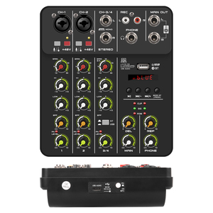 Hot Selling Haushalts-Kompakt mischer 4-Kanal-Mischkonsole Aufnahme <span class=keywords><strong>DJ</strong></span>-Controller USB 48V BT Karaoke <span class=keywords><strong>DJ</strong></span> Audio Console <span class=keywords><strong>Mixer</strong></span>