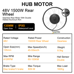 GreenPedel <strong>UK</strong> Warehouse 48v <strong>Electric</strong> <strong>Bike</strong> Brushless Hub Motor Set 1500w Gear Hub Motor Set Ebike <strong>Conversion</strong> <strong>Kit</strong> Without <strong>Battery</strong> - Product Image 2
