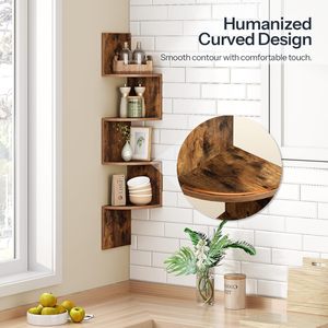 Kệ góc treo tường, Bộ 2 kệ góc nổi cho tường, giá sách góc 4 tầng cho phòng khách - Product Image 4