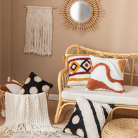 Style moderne Ins café tufté carré lombaire taie d'oreiller pastorale maison décorative canapé oreiller avec motif géométrique pour un usage domestique