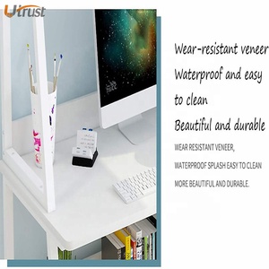 Resistente facile da pulire scrivania del computer pc del computer portatile da tavolo scala in legno scrivania e book shelf manager scrivania mobili per ufficio rotondo angoli - Product Image 3