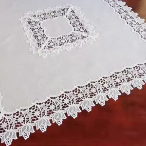 Toalha de mesa quadrada artesanal de cor sólida, toalha com logotipo