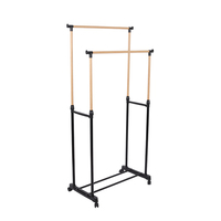 Perchero Rodante de Doble Barra Ajustable con Estante de Almacenamiento, Perchero Resistente para Ropa, para Dormitorio o Balcón