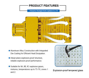 Lámpara LED de <span class=keywords><strong>Calle</strong></span> a Prueba de Explosiones para Exteriores, 100W/150W/200W/240W, IP66 NEMA 4X, Carcasa de Aluminio Fundido a Presión, Montaje Suspendido, Cuerpo de Vidrio - Product Image 2
