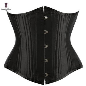 Artı boyutu XS XXXXXXL kadın 24 çubuklar bel korseler ve büsye çift paslanmaz çelik kemik gotik korse siyah kıvrımlı korse - Product Image 1