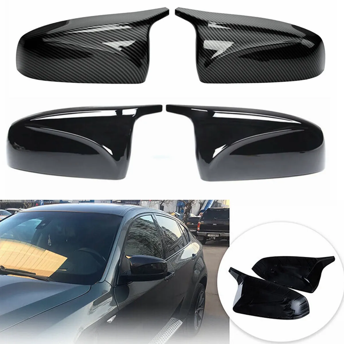 Парные зеркала заднего вида M-Style из углеродного волокна, черные, Сменные крышки для бокового зеркала заднего вида для BMW X5 E70 X6 E71 2007-2013