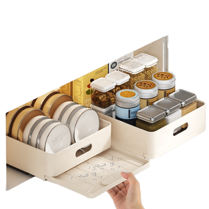 En gros, Panier de rangement coulissant fixe pour armoire, avec film adhésif, pour tiroirs de cuisine, salon et garde-manger - Product Image 5