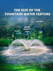 Fontaine flottante et aérateur d'étang entièrement automatique 110V 750W (1HP) pour les grands et les petits étangs et lacs extérieurs - Product Image 5