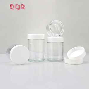 Tarro de almacenamiento de vidrio transparente personalizable de 1oz a 6oz, contenedor de vidrio redondo con tapa de rosca de metal negro, vidrio de alta calidad. - Product Image 2