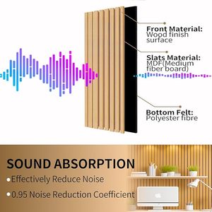 天然オーク材スラット材壁パネルモダン吸音材板壁音響パネル - Product Image 6