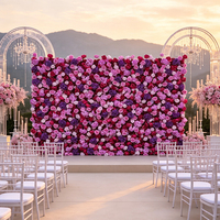 DKB Fabrik Maßgefertigte Persönliche Hochzeits- und Event-Blumenwand aus Lila Rosen, Künstliche Seidenrosen 6,5*10ft Aufrollbare Blumenwand