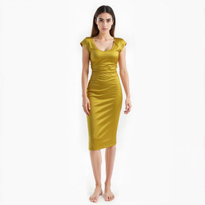 女性のためのエレガントな黄色のサテンドレス-セクシーなパーティードレス、イブニングドレス、プロムドレス、プラスサイズ利用可能 - Product Image 5