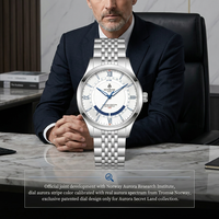 Montre automatique à mouvement mécanique HENBOSE en collaboration avec l'Institut norvégien de l'aurore boréale, édition limitée, acier inoxydable, saphir