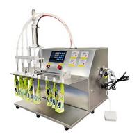 Machine de remplissage automatique à 4 buses en acier inoxydable avec pompe à engrenages pour jus, lait, eau potable, huile, sachets Doypack à bec verseur