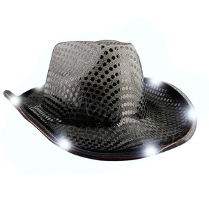 Sombrero Vaquero Occidental Brillante con Lentejuelas LED de Colores y Luces para Fiesta de Carnaval - Product Image 2