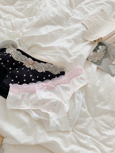 女の子のためのヨーロッパとアメリカの高弾性快適ニットソフト低ウエスト通気性花柄レースパンティー - Product Image 4