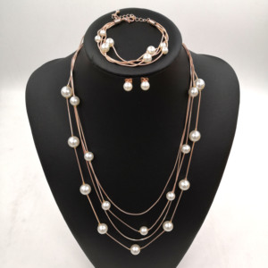 Conjunto de Joyería de Perlas de <span class=keywords><strong>Moda</strong></span>, Collar Largo de Varias Capas, Pulsera de Perlas, Pijamas de Perlas, Conjunto de Joyería de Perlas de Invierno - Product Image 2