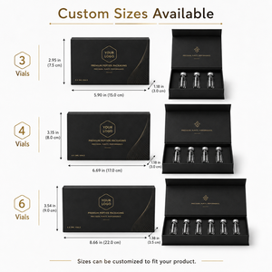Caja de Embalaje Personalizada para Botellas de Péptidos de 3 Piezas, Caja de Regalo con Cierre Magnético Abatible, Caja de Cartón de 3ml/10ml con Forro de EVA - Product Image 2