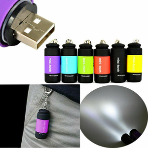 Mini Keychain Pocket Torch USB <b>Rechargeable</b> <b>LED</b> <b>Light</b> Flashlight Lamp Waterproof Keychain <b>Light</b> Pocket Torch Keyring Torch - Product Image 4