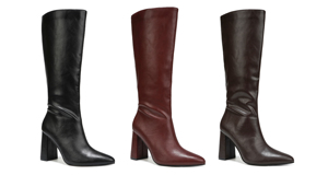 Stivali da <span class=keywords><strong>Donna</strong></span> al Ginocchio in PU Marrone Scuro con Tacco Largo e Punta Sfilata, Chiusura a Zip, Comodi ed Essenziali per la Moda Autunno/Inverno - Product Image 6