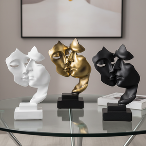 Prix d'usine, décoration moderne pour la maison, <span class=keywords><strong>sculpture</strong></span> en résine, visages d'amoureux, le silence est d'or, figurine de <span class=keywords><strong>couple</strong></span>, statue, ornement, artisanat en résine - Product Image 1