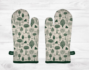 ถุงมือกันความร้อนสำหรับเตาอบแบบทอพิมพ์ลายทันสมัย คุณภาพพรีเมียม ผลิตจากผ้าฝ้าย 100% ทนความร้อน  รับออกแบบสีและลายพิมพ์ตามสั่ง - Product Image 2