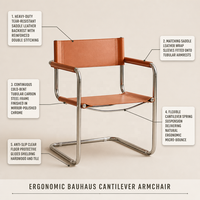 Fauteuil scandinave en acier inoxydable de style Bauhaus 'Mr Popular' pour le bureau, les loisirs et la salle à manger