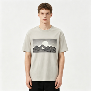 เสื้อยืดคอกลมทรงโอเวอร์ไซส์ผ้าฝ้าย 100% 250gsm สำหรับผู้ชาย พิมพ์ลายด้วยความร้อน เหมาะสำหรับใส่ลำลองทุกวัน (ODM Custom) - Product Image 1