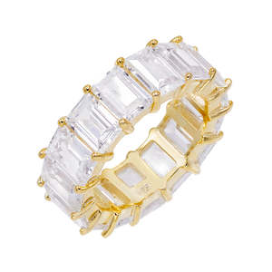 <span class=keywords><strong>Anello</strong></span> da donna con cinturino <span class=keywords><strong>sottile</strong></span> in <span class=keywords><strong>argento</strong></span> sterling 18 carati vermeil baguette con diamante in <span class=keywords><strong>argento</strong></span> sterling 925 - Product Image 1
