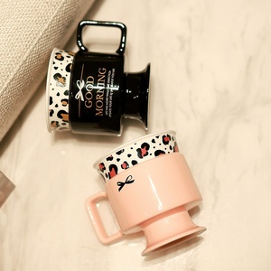 Vintage Floral European Style Light Luxury <b>Ceramic</b> Goblet Coffee <b>Cup</b> with Handle Microwave Safe for Office & Breakfast Use - Product Image 4