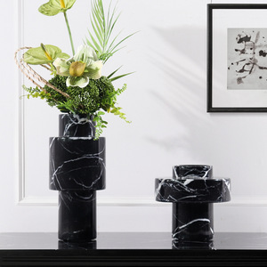 Vases décoratifs en pierre naturelle jaune, faits à la main, design nordique, pour salon, hôtel, ornement - Product Image 2