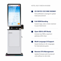 Kiosque de paiement et d'enregistrement en hôtel tout-en-un, écran tactile 27/32 pouces, distributeur de cartes RFID, lecteur de code QR, imprimante |   OEM ODM CE ISO9001