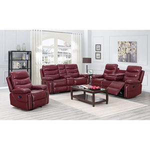 Nuovo stile moderno soggiorno in pelle Set vendita squisito rosso divano reclinabile per Lobby - Product Image 1