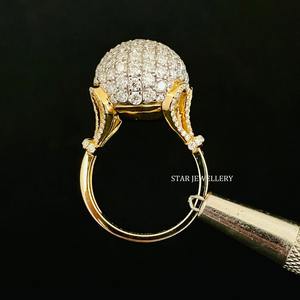 Anillo de Compromiso de Oro Sólido de 14K con Esfera de Diamantes Pavé para Mujer, Diseño Cristiano Minimalista - Product Image 4