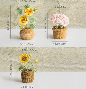 Producto terminado Plantas de maceta de simulación grande Flores tejidas artificiales Hilo de lana eterno simulado Flor de punto - Product Image 4