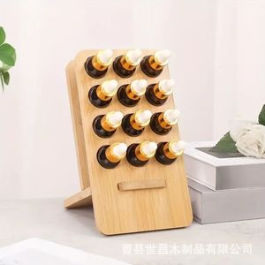 Exhibidor de Esmalte de Uñas de Bambú con 12 Compartimentos, Organizador de Cosméticos de Madera de 4 Niveles, Soporte para Aceites Esenciales de Escritorio, Ecológico - Product Image 4