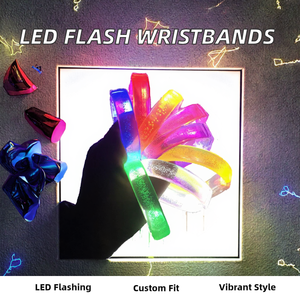 Bracelets promotionnels lumineux LED en plastique blanc fluorescent, taille personnalisée, clignotants, pour la famille, par HONGSHENG - Product Image 2