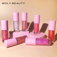 Gloss de labios de etiqueta privada, brillante, transparente, colores rosa, rojo, marrón, negro, base de labios a granel, venta al por mayor