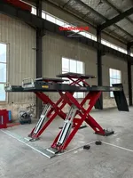 Lève-voiture à ciseaux double grande taille Safe Lift avec verrouillage de sécurité mécanique, capacité élevée, ultra-mince, pour alignement de roues