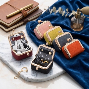 Nouvelle boîte de rangement en cuir pleine fleur avec mini cadre, pour bijoux (bagues, colliers, boucles d'oreilles), pochette à monnaie et étui de rangement pour écouteurs filaires - Product Image 1