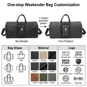 Sac de voyage en PU tissé Intrecciato avec sangle pour chariot, boucle en métal doré, poche avant, sangle réglable, sac de week-end - Product Image 2