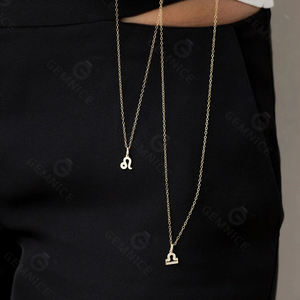 Gemnel Collier zodiaque en argent 925 Chaîne en or 14K Pendentif CZ Tous les 12 Signes 16 "+ 2" Extension Bijoux d'astrologie personnalisés - Product Image 5