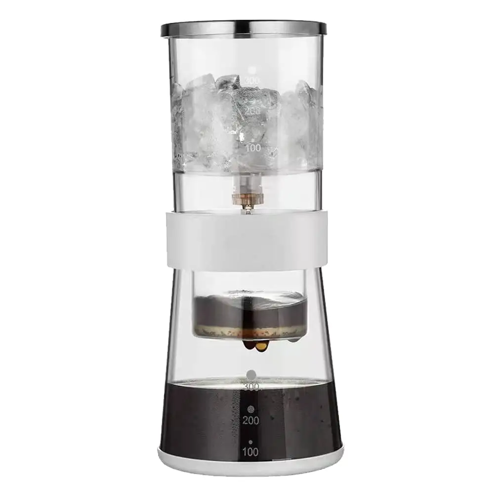 Cafetera de goteo helado de vidrio de borosilicato alto Goteo en frío lento con flujo de agua ajustable Cold Brew Pour Over Coffee Pot