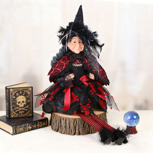 SOTE nuevo diseño <span class=keywords><strong>sentado</strong></span> postura bruja Rojo Negro serie <span class=keywords><strong>esqueleto</strong></span> cara vestido Halloween fiesta Decoración - Product Image 1