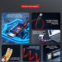 Cable de Datos USB-A a USB-C con Trenzado de Nailon, Carga Rápida 6A, 1M/1.5M para Tablet/Laptop con Apagado Automático, Venta al Por Mayor